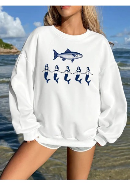 Premium Oversize Kesim Uzun Kollu Baskılı Sweatshirt