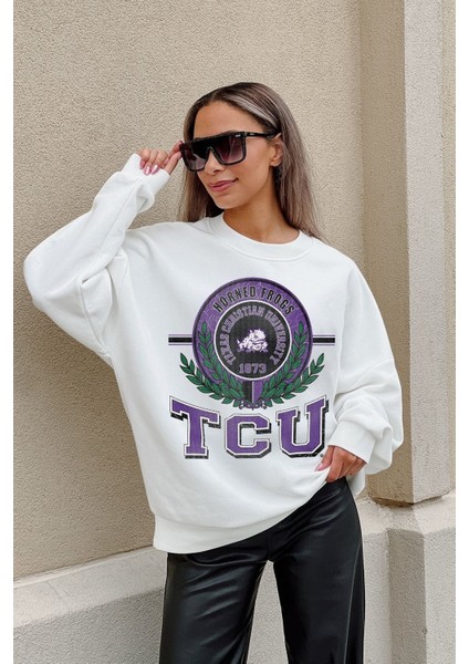 Premium Oversize Kesim Uzun Kollu Baskılı Sweatshirt