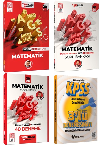 2026 Meb Ags Ahenk Serisi Matematik Video Ders Notları-Çözümlü Soru Bankası-Video Çözümlü 40 Deneme
