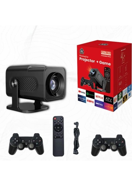 Sepetim Android Projeksiyon Siyah Taşınabilir Sinema Projektörü 4K 1080P Ev Sineması Bluetooth fırsatları