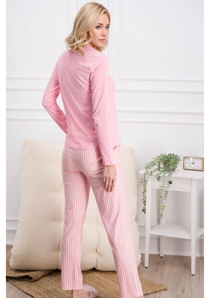 Kadın Giyim Pamuklu & Modal Çizgi Detaylı Pijama Takımı fırsatları