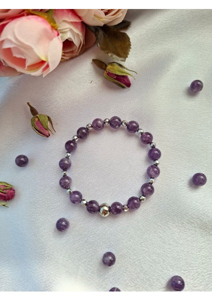 Ametist Hematit Bileklik 8 mm