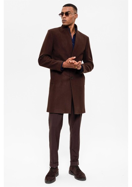 Kahve Hakim Yaka Erkek Kaban fiyatları