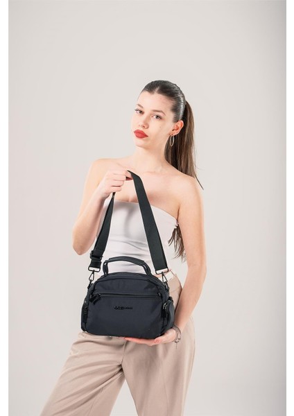 Kadın Kumaş Fermuar Kapamalı El Omuz Çantası