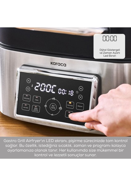 6 Kişilik Geniş Hacimli Dijital Ekranlı ve 7 Programlı Airfryer ile Izgara Makinesi modelleri