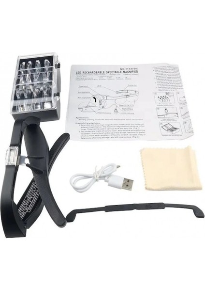 Şarjlı Gözlük Büyüteç 4 Farklı Lens -11537DC