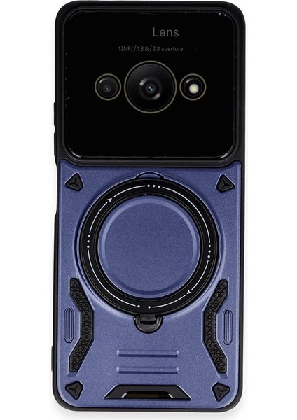 Xiaomi Poco C61 Kılıf Joy Lens Standlı Kapak - Lacivert - BRF17166-8113