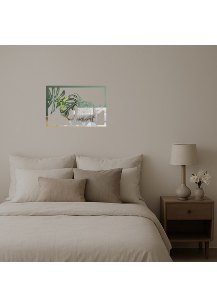 Monstera Yaprak Desenli Dekoratif Aynalı Tablo - BRF15869-1168 fiyatları
