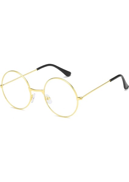 Yuvarlak Cam John Lennon Tarzı Hippi Imaj Gold Çerçeveli Şeffaf Gözlük - Lisinya