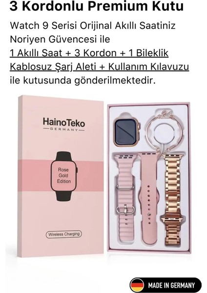 Şık 3 Kordonlu Kadın Akıllı Saat Spor ve Sağlık Sensörlü Pembe modelleri