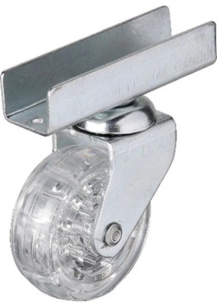 Hts 327 - 50X20 mm Şeffaf Makaralı Uzun U Tablalı Teker 4 Adet