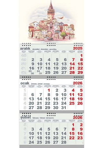 Galata Kulesi 2026 Gemici Duvar Takvimi