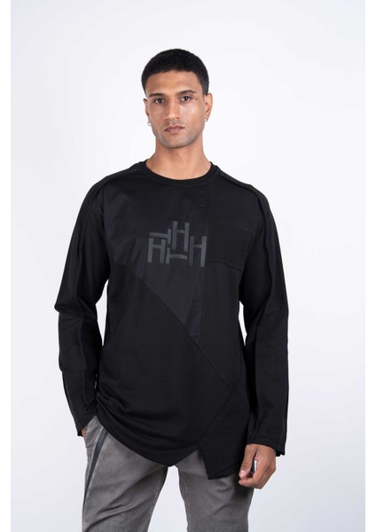 Erkek Regular Fit Uzun Kollu Siyah Sweat
