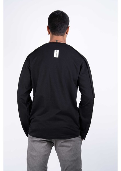 Erkek Regular Fit Uzun Kollu Siyah Sweat