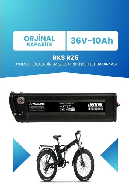 Rks Rz6 Uyumlu 36V 10AH Güçlendirilmiş Elektrikli Bisiklet Bataryası