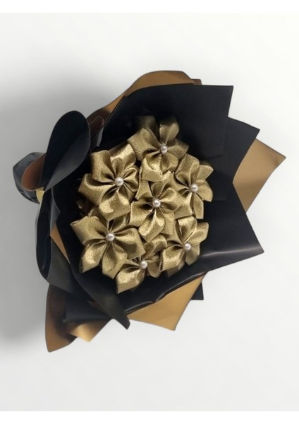 Gold Renkli Saten Çiçek Buketi fiyatları