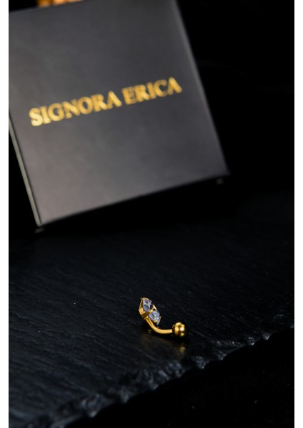 Bir Ucu Top Bir Ucu Kare Zirkon Taşlı Göbek Piercing fiyatları