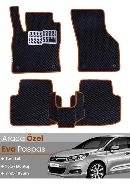 Citroen C4 (2011-2018) Uyumlu Eva Paspas Tam Set–araca Özel,su Geçirmez,hızlı ve Kolay Montaj