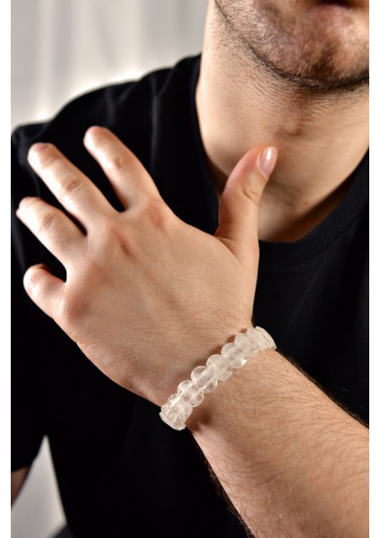 Kristal Quartz Özel Kesim Doğal Taş Unisex Bileklik