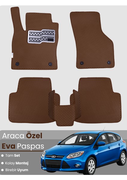 Ford-Focus 3 Hatchback (2011-2014) Uyumlu Eva Paspas Tam Set–araca Özel,su Geçirmez