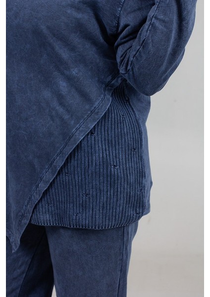 Pamuk Yıkamalı 2 Iplik Penye Degaje Yaka Büyük Beden Lacivert Takım fiyatları