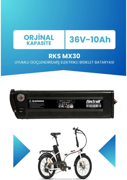 Rks MX30 Uyumlu 36V 10AH Güçlendirilmiş Elektrikli Bisiklet Bataryası