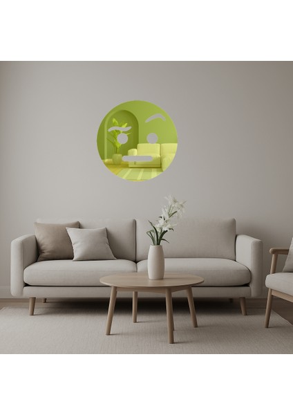 Kaldırılmış Kaşlı Emoji Dekoratif Altın Aynalı Tablo - BRF13114-6021