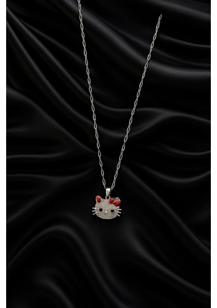 Kedi Figürlü Çelik Kolye