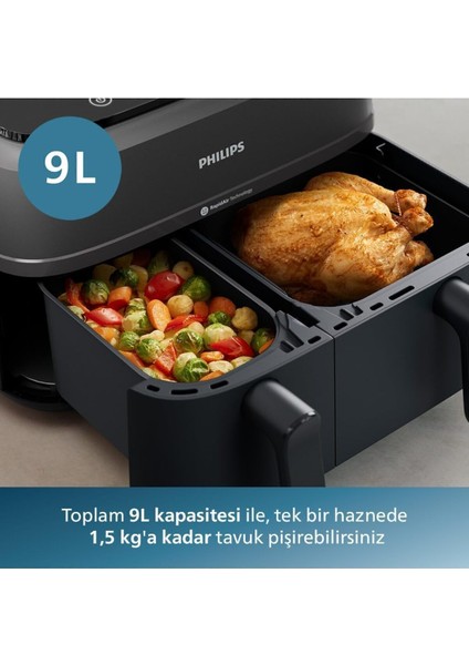 Çift Hazneli 9l Hava Pişirici, Hızlı ve Pratik Kullanım, Siyah indirimleri
