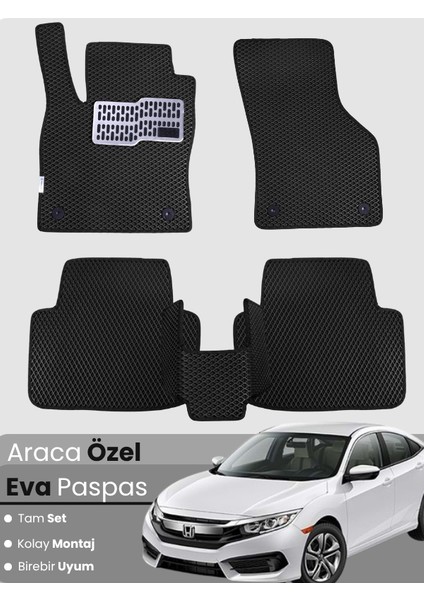 Honda Civic Fc5 (2016-2021) Uyumlu Eva Paspas Tam Set–araca Özel,su Geçirmez,kolay Montaj