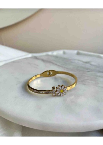 Gold Taşlı Papatya Model Çelik Kelepçe indirimleri