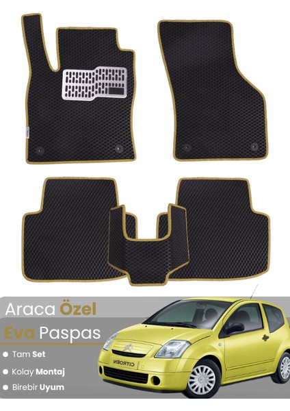 Citroen C2 (2002-2009) Uyumlu Eva Paspas Tam Set–araca Özel,su Geçirmez,hızlı ve Kolay Montaj