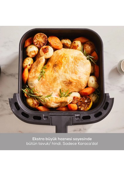 Genis Hacimli 9l Aile Boyu Airfryer, 10 Fonksiyonlu, Şık Gri Tasarım indirimleri