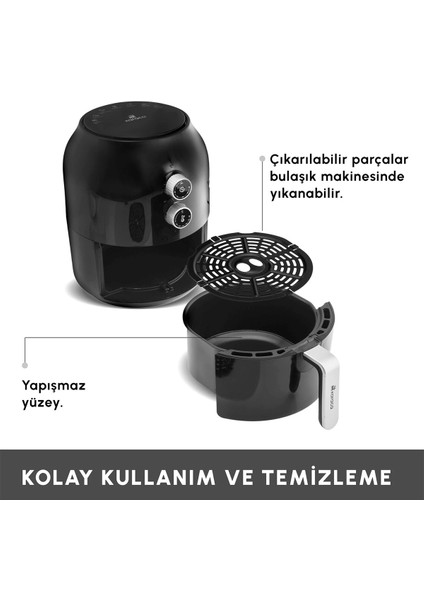 Beyaz Yağsız Fritöz, 3,5 L, Tek Hazne, Sağlıklı Pişirme, Kolay Kullanım fırsatları