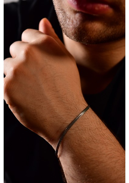 Italyan Ezme Model Unisex Çelik Zincir Bileklik 3 mm