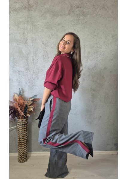 Çizgili Palazzo Pantolon