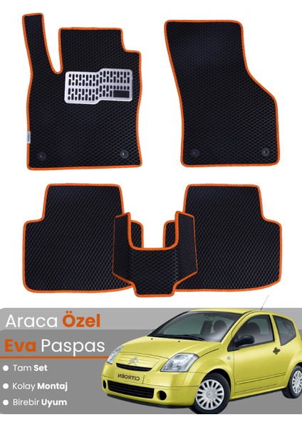 Citroen C2 (2002-2009) Uyumlu Eva Paspas Tam Set–araca Özel,su Geçirmez,hızlı ve Kolay Montaj