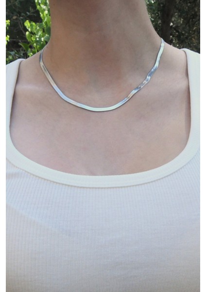 Italyan Ezme Model Unisex Çelik Zincir Kolye 4 mm