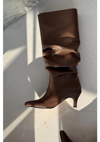 Sollet Acı Kahve Ince Topuklu Günlük Kadın Çizme indirimleri