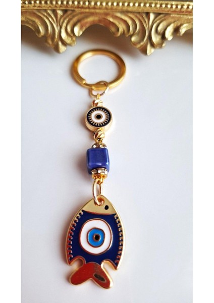 Hediyelik Nazar Boncuklu Şans Balık Anahtarlık - Adet Fiyatı