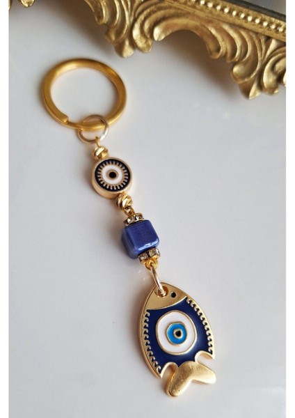 Hediyelik Nazar Boncuklu Şans Balık Anahtarlık - Adet Fiyatı modelleri