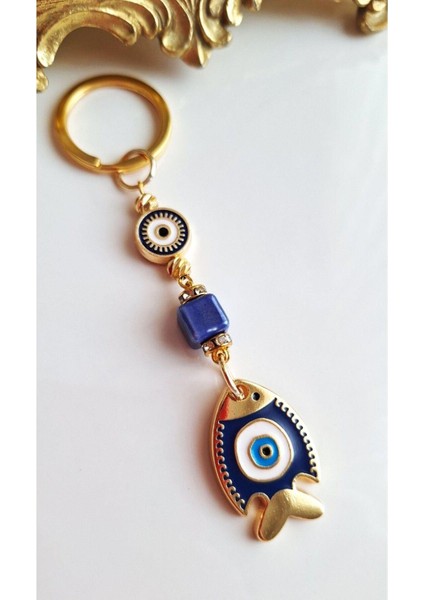 Hediyelik Nazar Boncuklu Şans Balık Anahtarlık - Adet Fiyatı fırsatları