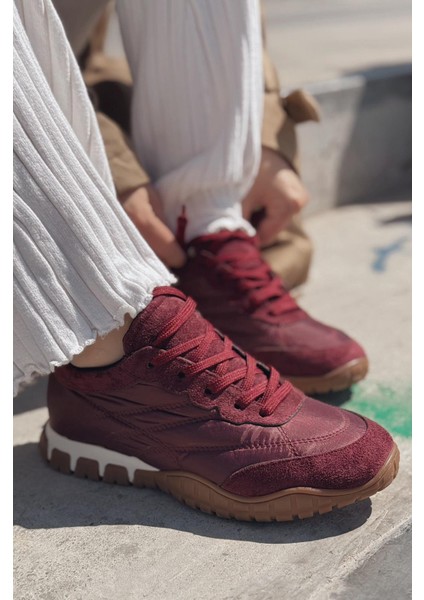 Romine Paraşüt Kumaş Bordo Kadın Spor Ayakkabı