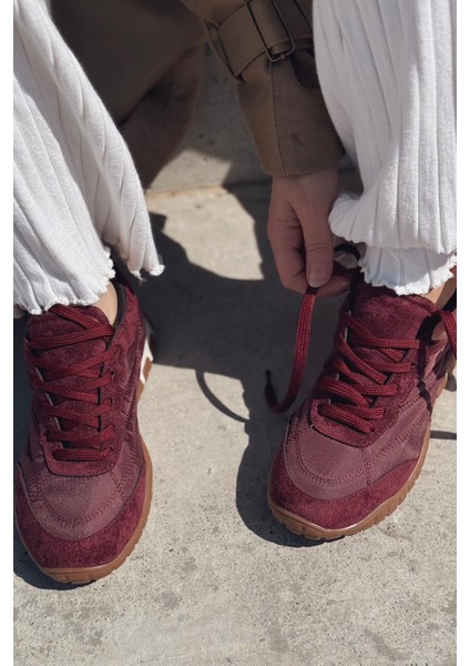 Romine Paraşüt Kumaş Bordo Kadın Spor Ayakkabı modelleri