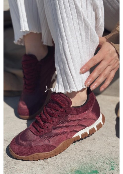 Romine Paraşüt Kumaş Bordo Kadın Spor Ayakkabı fırsatları