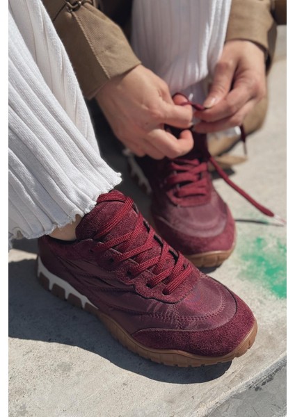 Romine Paraşüt Kumaş Bordo Kadın Spor Ayakkabı indirimleri