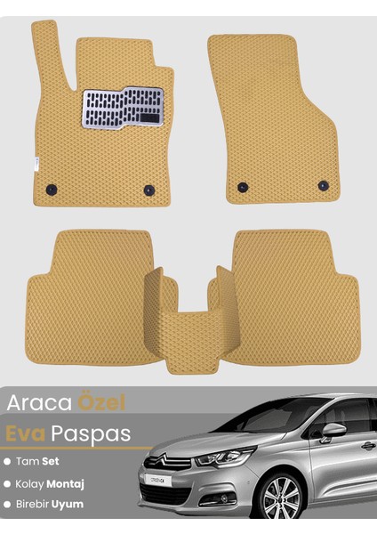 Citroen C4 (2011-2018) Uyumlu Eva Paspas Tam Set–araca Özel,su Geçirmez,hızlı ve Kolay Montaj