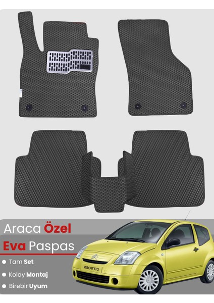 Citroen C2 (2002-2009) Uyumlu Eva Paspas Tam Set–araca Özel,su Geçirmez,hızlı ve Kolay Montaj