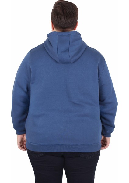 Büyük Beden Unisex Kapüşonlu 3ip Sweat 11701 Indıgo modelleri