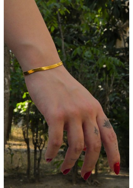 Italyan Ezme Model Kadın Çelik Zincir Bileklik 4mm